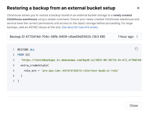 Get SQL command used to restore backup