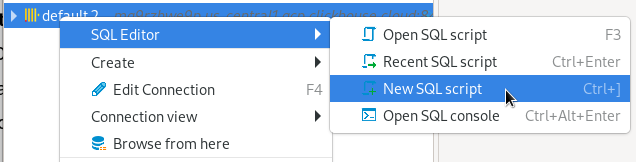 Открыть SQL редактор