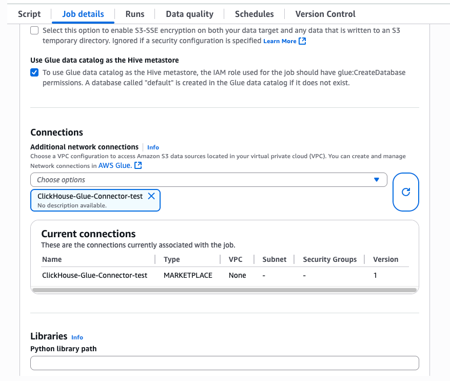 Нас�тройки соединений Glue Notebook